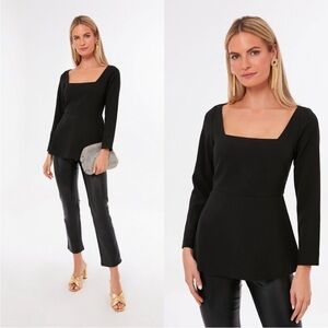 Tuckernuck - Pomander Place | Simone Black Square Neck Peplum Top. Medium.